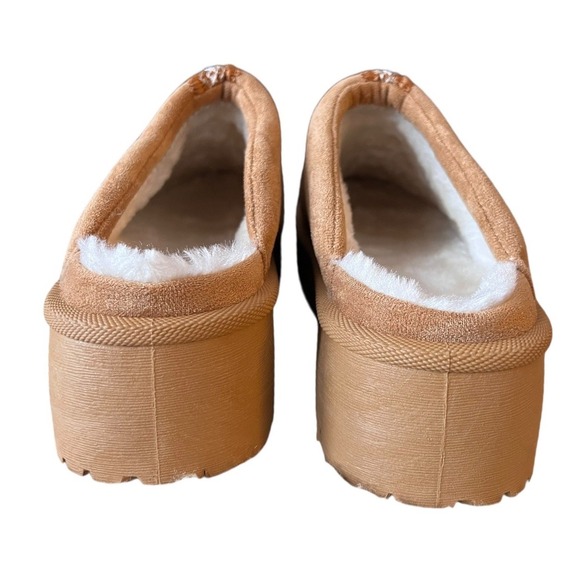 LINZO7 Camel Suede Platform Mule Slippers Cozy Lined‎ Size 9 - Picture 5 of 16